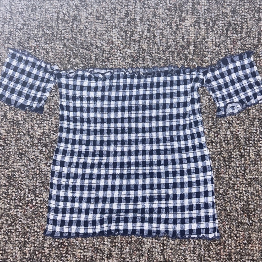 Checkered Off the Shoulder Top